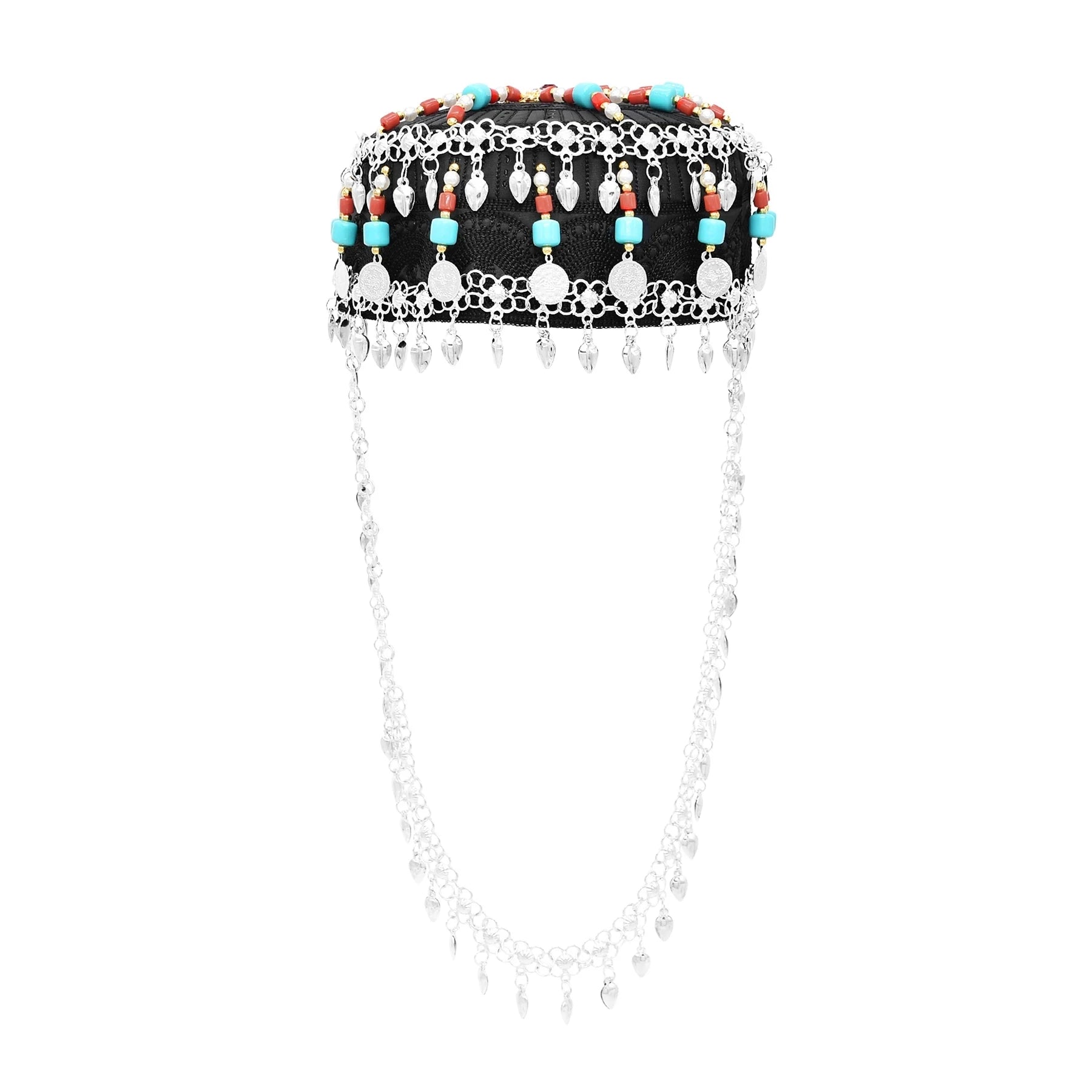 Women Cap Hair Jewelry Long Tassel Bohemian Ethnic Coins Bead Statement Headband  Hat