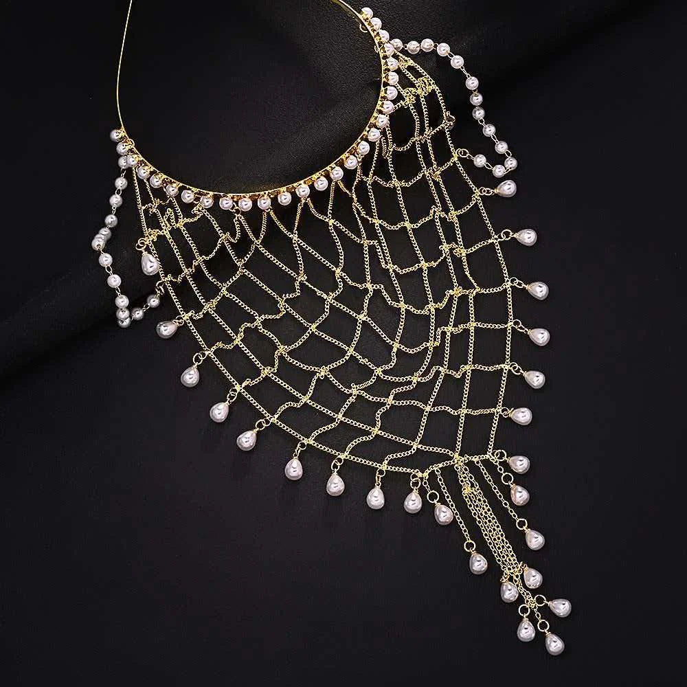 metal mesh headband retro court style pearl pendant elegant ball headgear accessory fashion hand made hair accessory jewelry