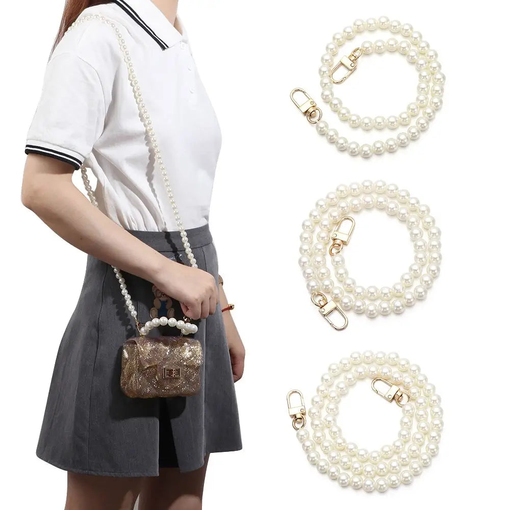 8/10mm Pearl Strap for Bags Handbag Handles DIY purse Replacement Long Beaded Chain for Shoulder Bag Straps Pearl Belt