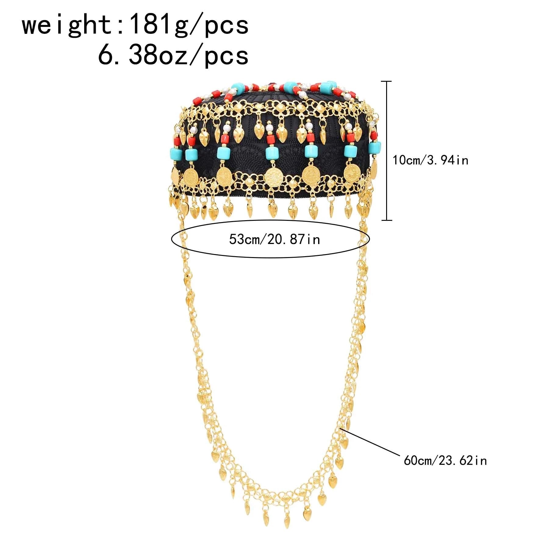 Women Cap Hair Jewelry Long Tassel Bohemian Ethnic Coins Bead Statement Headband  Hat