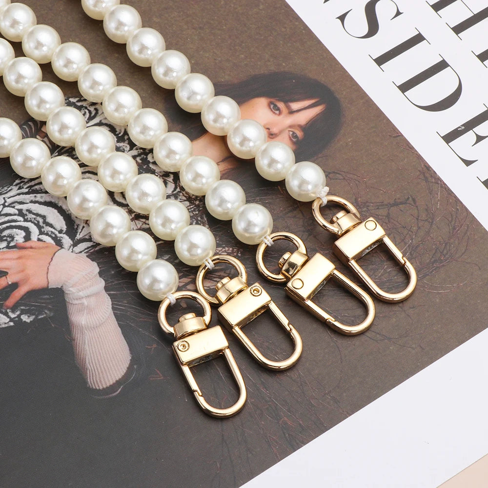 8/10mm Pearl Strap for Bags Handbag Handles DIY purse Replacement Long Beaded Chain for Shoulder Bag Straps Pearl Belt