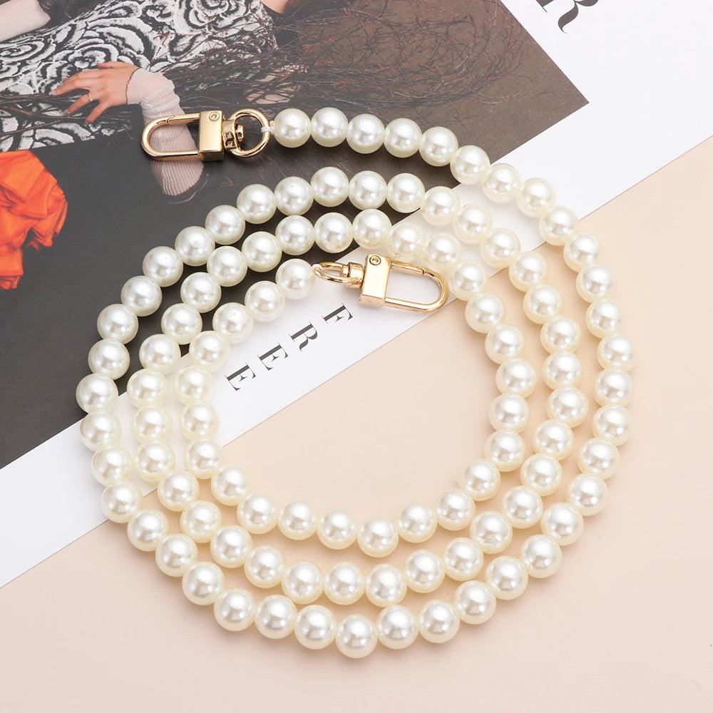 8/10mm Pearl Strap for Bags Handbag Handles DIY purse Replacement Long Beaded Chain for Shoulder Bag Straps Pearl Belt