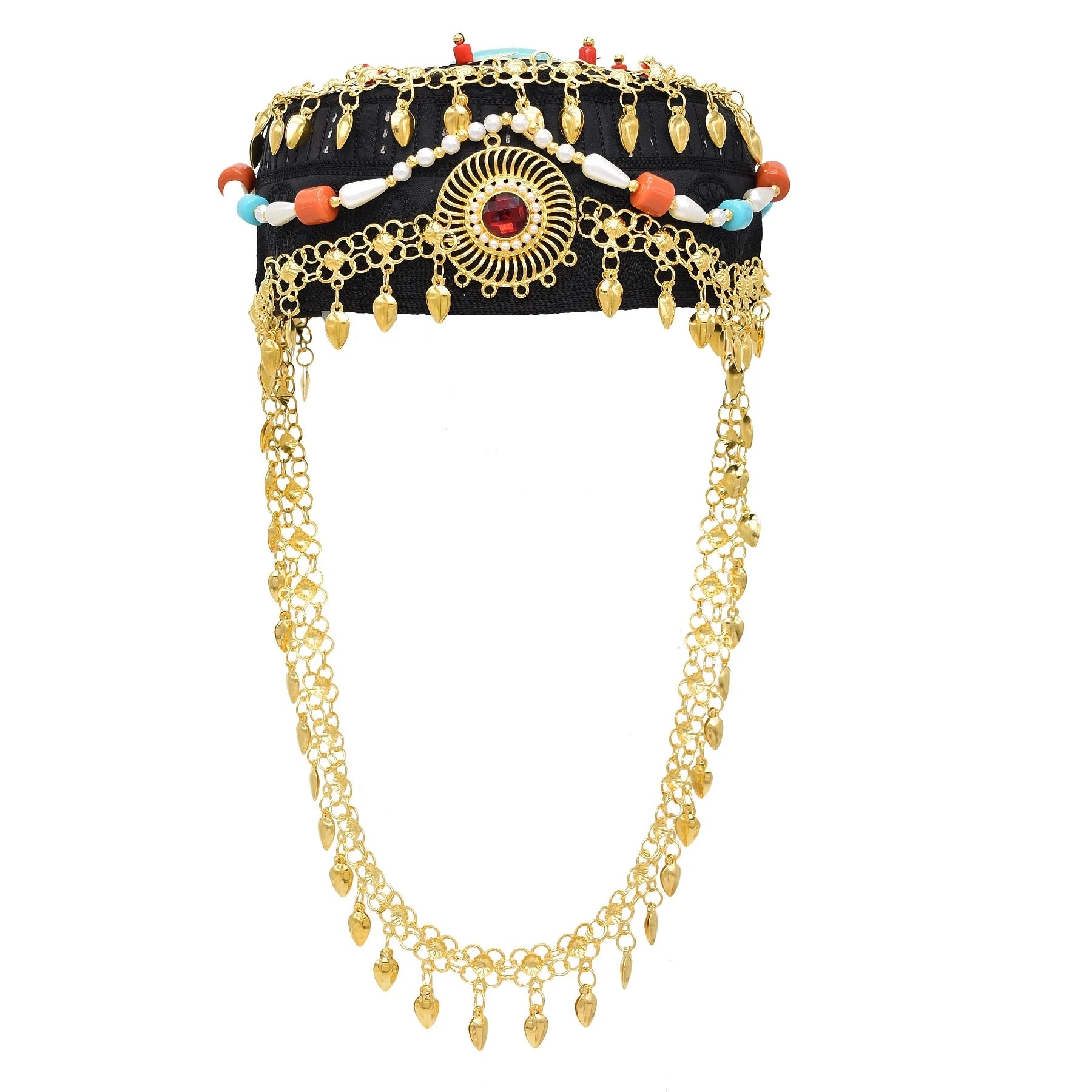 Women Cap Hair Jewelry Long Tassel Bohemian Ethnic Coins Bead Statement Headband  Hat