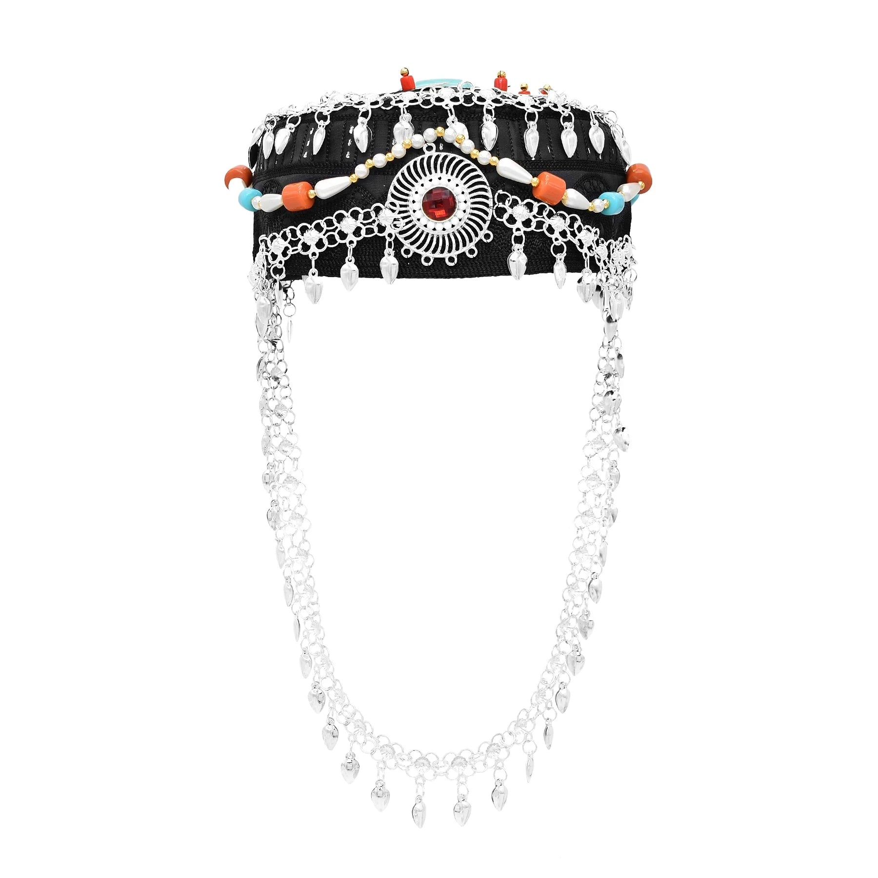 Women Cap Hair Jewelry Long Tassel Bohemian Ethnic Coins Bead Statement Headband  Hat