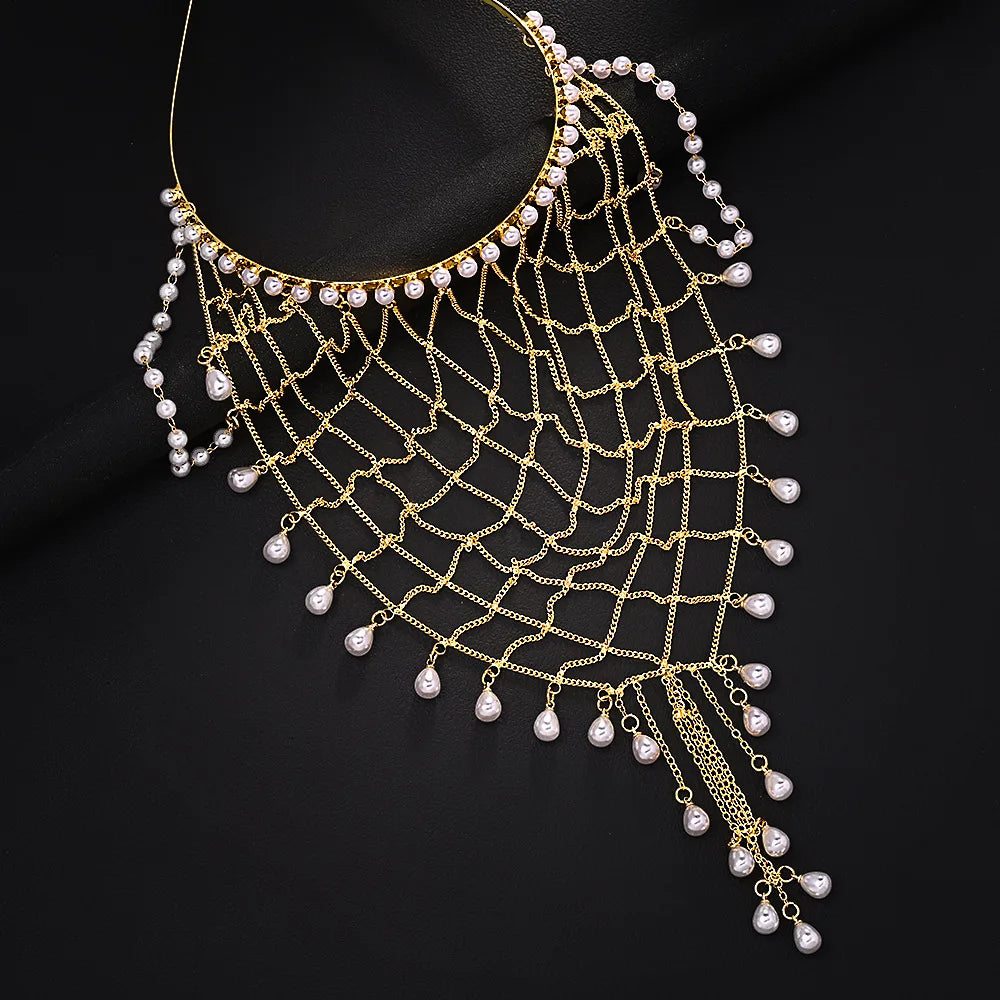 metal mesh headband retro court style pearl pendant elegant ball headgear accessory fashion hand made hair accessory jewelry