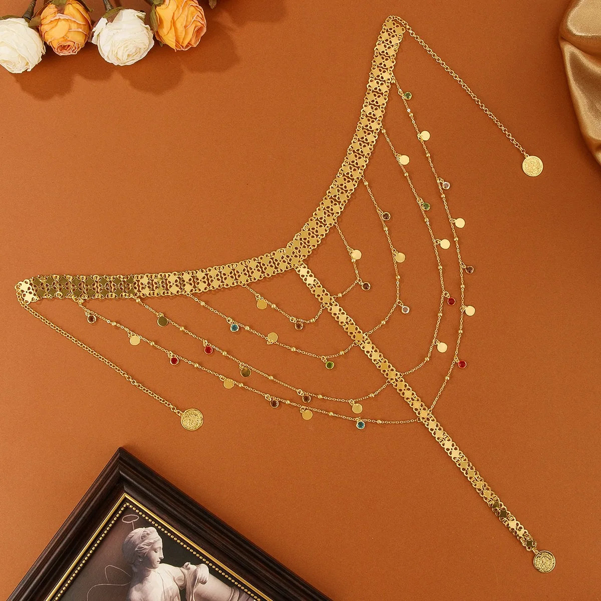 Creative Arabic Headwear: Popular in Middle East, Europe and America, Gold Alloy Coin Fringe Headband Hair Chain