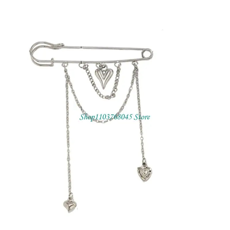 R53F Pants Shortener Pin Alloy Tassels Safety Pin Decorative Brooch For Clothing Jeans Bag Decoration Sewing Accessories