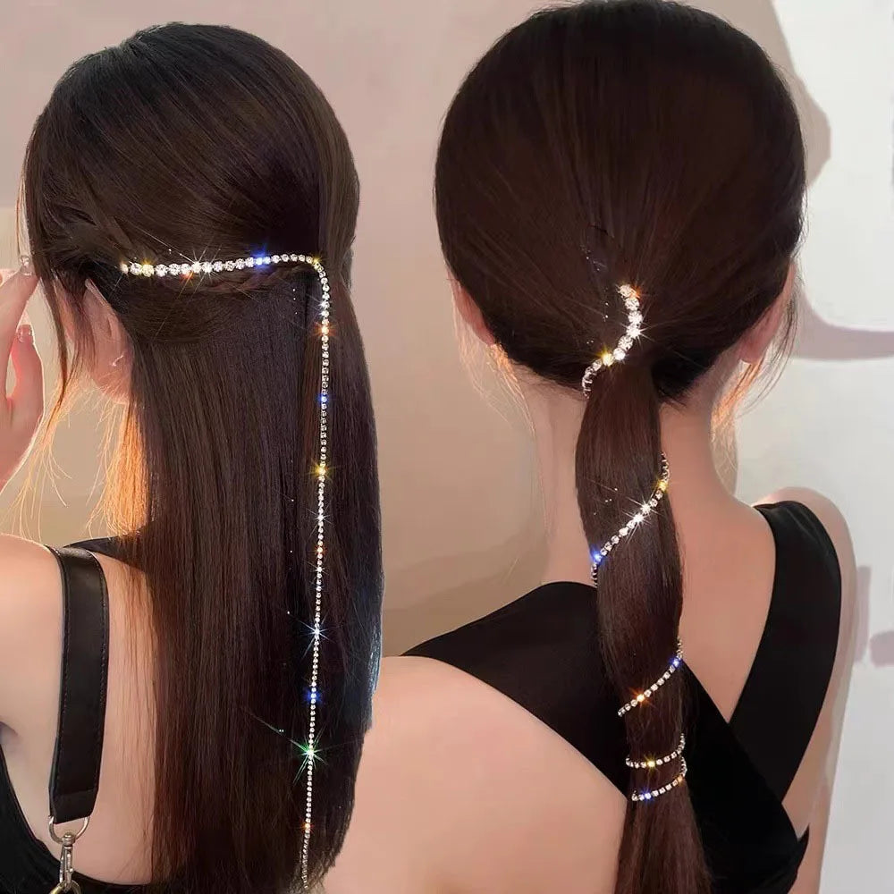 Elegant Wedding Hair Accessories Simple High Ponytail Tassel Sequin Hair Chain Back of Head Hair Clip for Brides Cross-Border