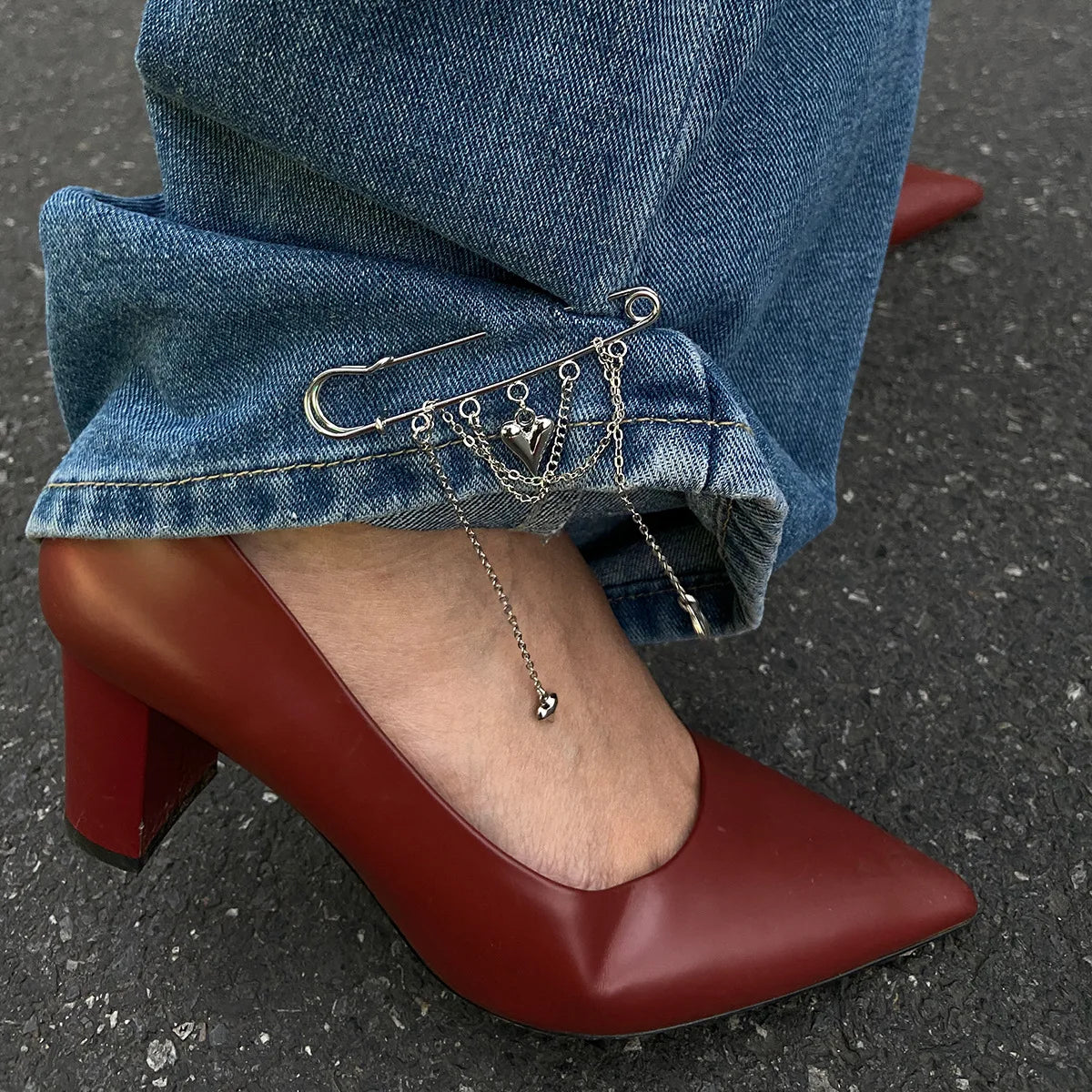 Creative Detachable Imitation Pearl Tassel Brooch Adjustable Trousers Jeans Safety Pin Convenient Versatile Clothing Accessories
