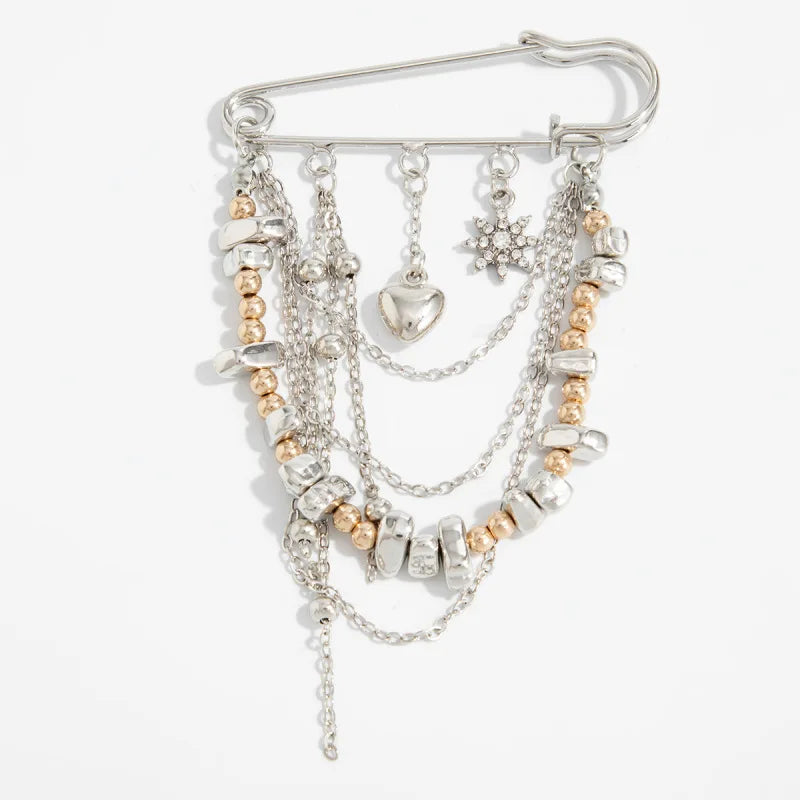 Creative Detachable Imitation Pearl Tassel Brooch Adjustable Trousers Jeans Safety Pin Convenient Versatile Clothing Accessories