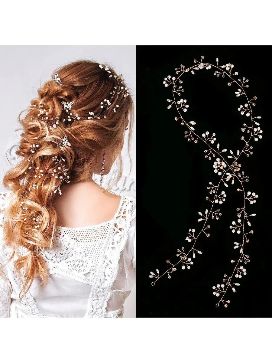 Bride Wedding Crystal Hair Accessories Pearl and Crystal Beads Bridal Headband Wedding Head Pieces Hair Jewelry