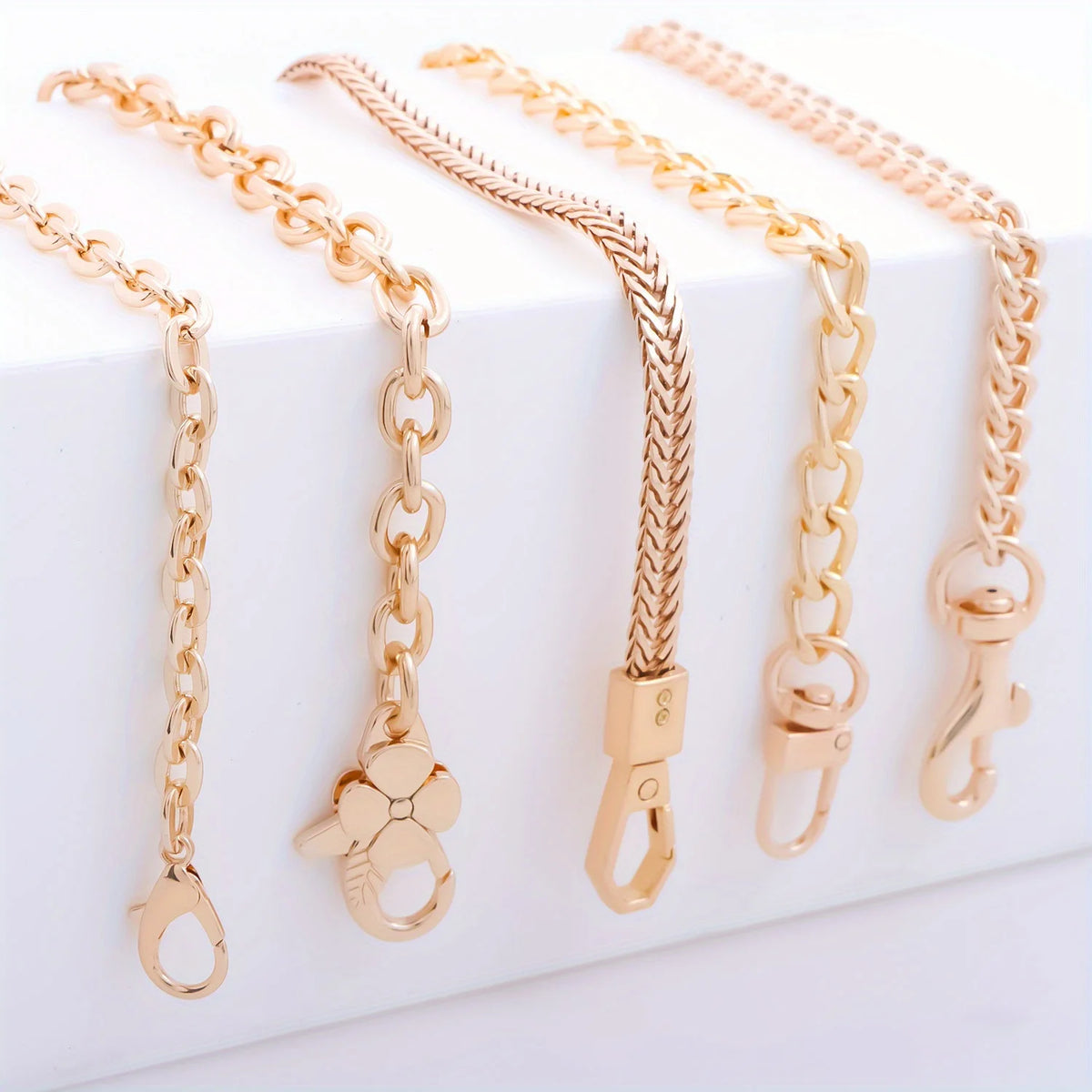 Purse Chain, Flat Bag Chain with Metal Buckles, Chain Purse Strap for DIY Purse, Wallet, Handbag, Shoulder Bag, Crossbody Bag