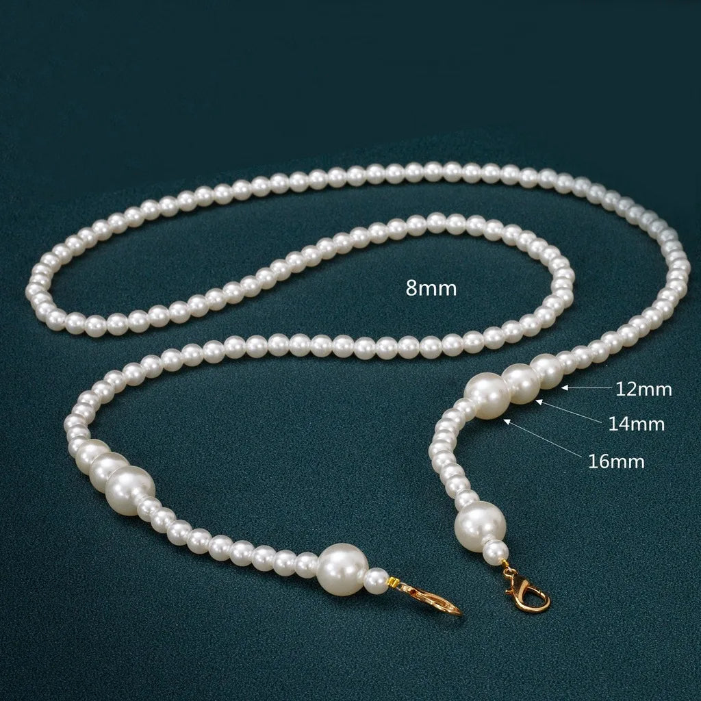 Imitation Pearl Bag Chain Replacement Shoulder Bags Chain Strap With Gold Clasp Women Handbag Clutch Chains Diy Bag Accessories