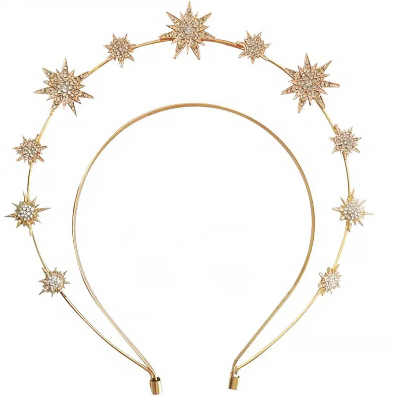 Halo Crown Stars Goddess Crown Halo Headband  and Crowns for Women Boho Bridal Wedding Headpiece