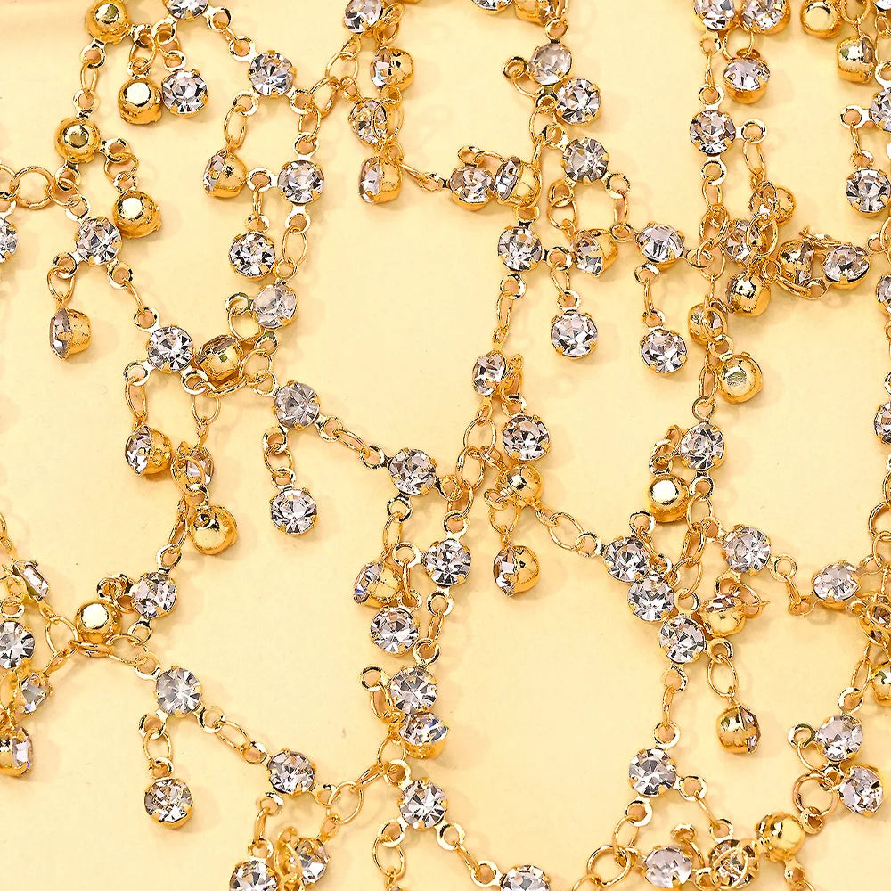 Romantic Mesh Hairband Luxury Nightclub Design Rhinestone Mesh Hair Chain Princess Ball Accessory Headwear for Women