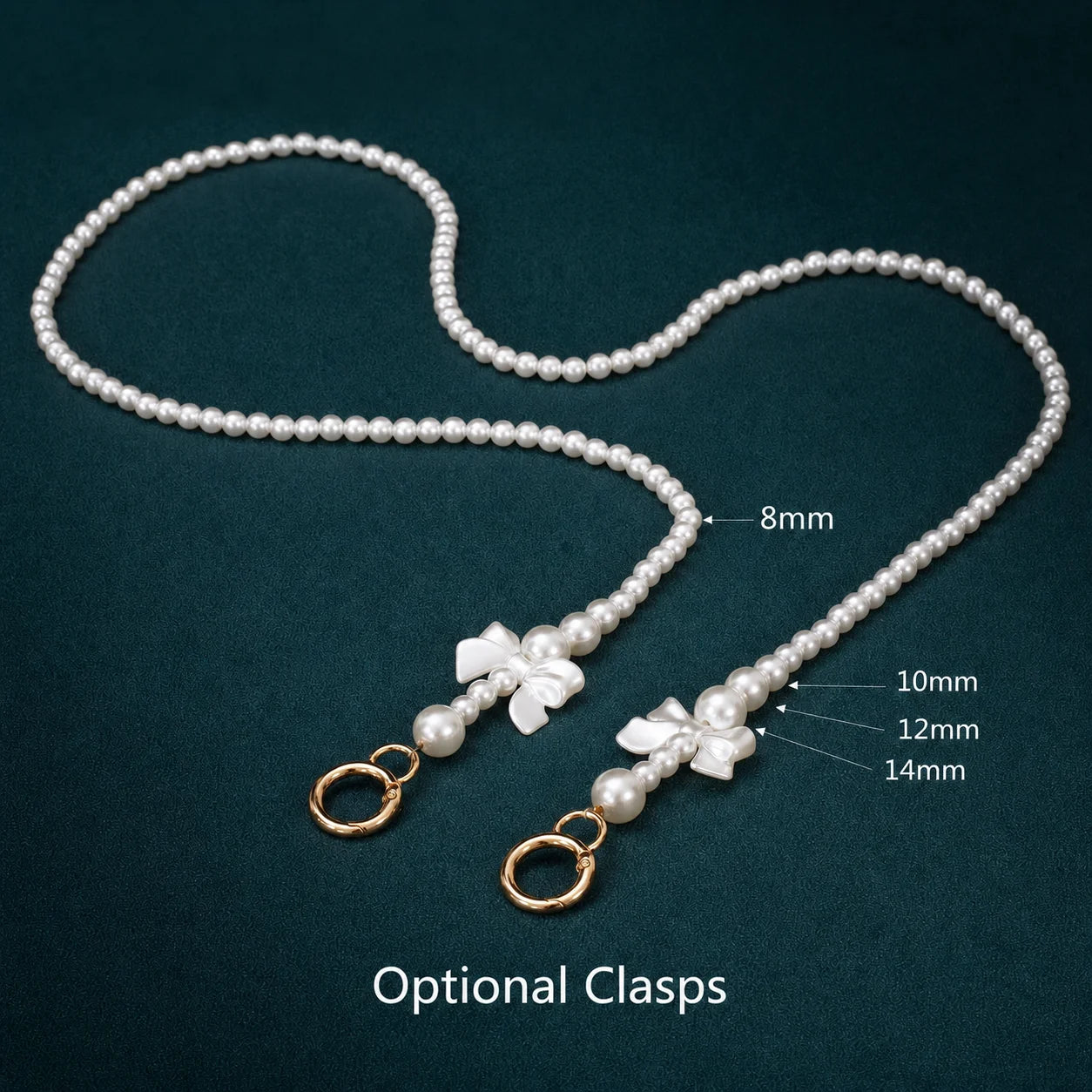 Imitation Pearl Bag Chain Replacement Shoulder Bags Chain Strap With Gold Clasp Women Handbag Clutch Chains Diy Bag Accessories