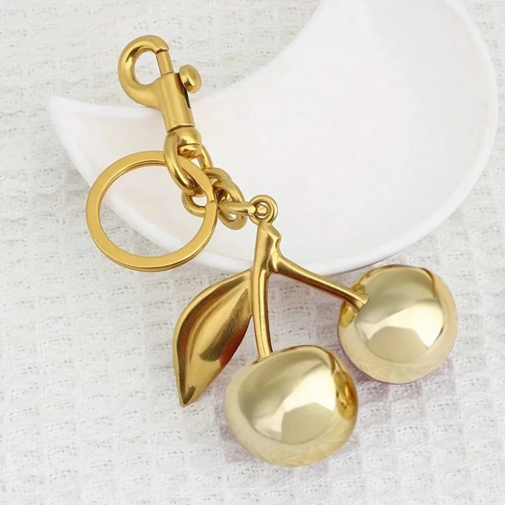 Fashion Delicious Red Cherry Keychain Summer Fruits Cherries Pendant Keyring For Women Men Jewelry Bag Key Accessories Gift