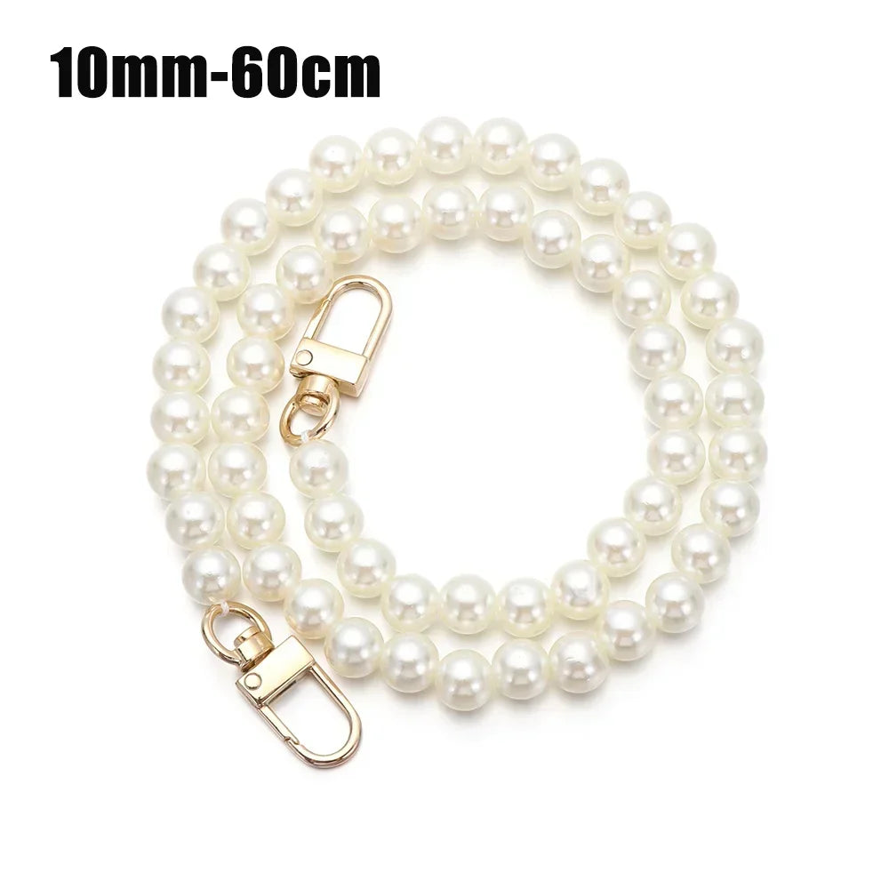 8/10mm Pearl Strap for Bags Handbag Handles DIY purse Replacement Long Beaded Chain for Shoulder Bag Straps Pearl Belt