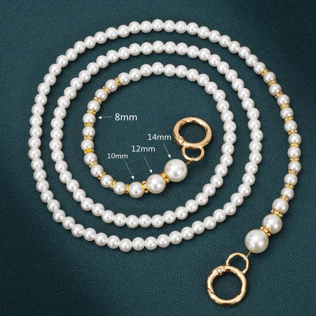 Imitation Pearl Bag Chain Replacement Shoulder Bags Chain Strap With Gold Clasp Women Handbag Clutch Chains Diy Bag Accessories