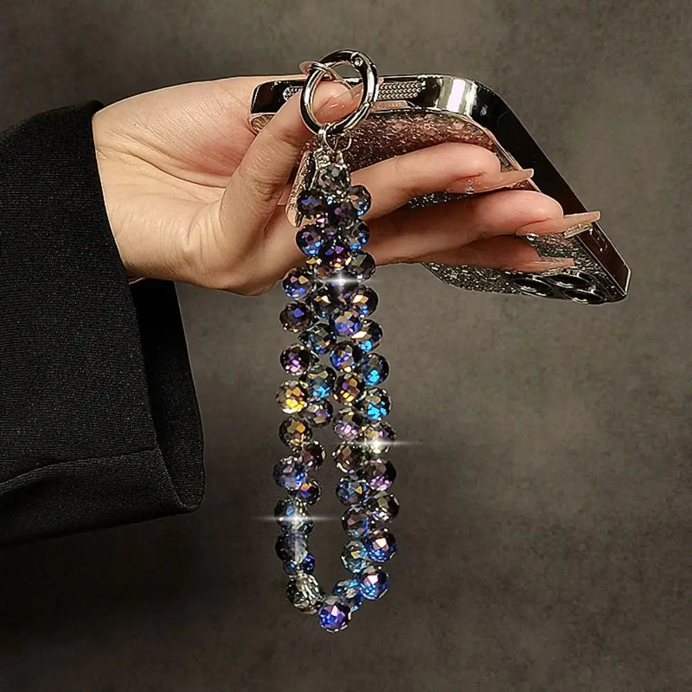 Colorful Mobile Phone Lanyard Chain Stylish Glitter Crystal Bead Pendant Keychain Jewelry Bag Accessories Sparkle Key Chains