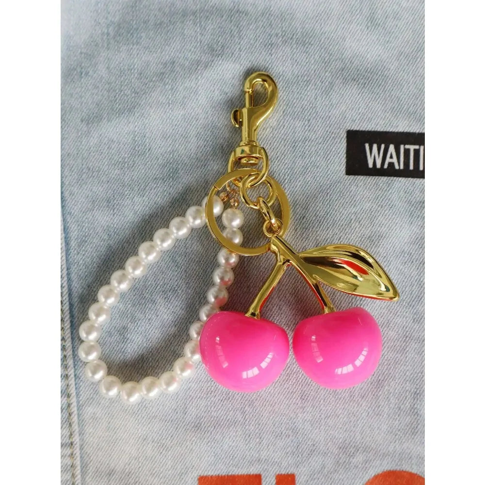 Fashion Delicious Red Cherry Keychain Summer Fruits Cherries Pendant Keyring For Women Men Jewelry Bag Key Accessories Gift