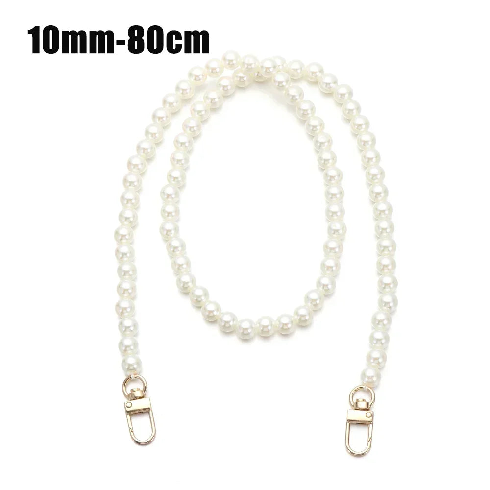 8/10mm Pearl Strap for Bags Handbag Handles DIY purse Replacement Long Beaded Chain for Shoulder Bag Straps Pearl Belt