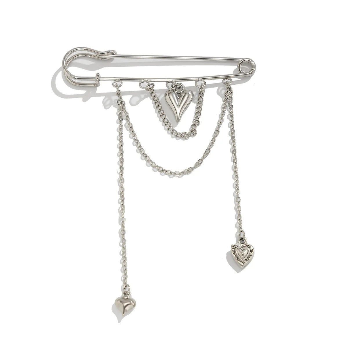 Love Heart Pendant Safety Pin for Pants Shortening Decorative Chain Tassel Hem Clip Versatile Minimalist Metal