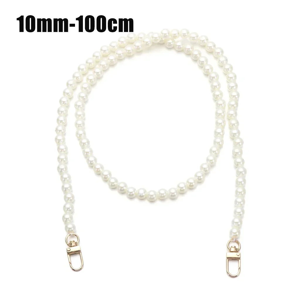 8/10mm Pearl Strap for Bags Handbag Handles DIY purse Replacement Long Beaded Chain for Shoulder Bag Straps Pearl Belt