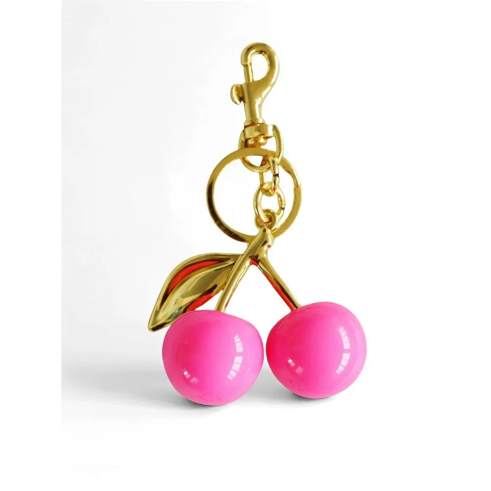 Fashion Delicious Red Cherry Keychain Summer Fruits Cherries Pendant Keyring For Women Men Jewelry Bag Key Accessories Gift
