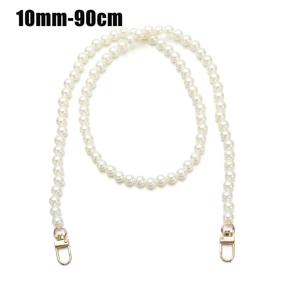 8/10mm Pearl Strap for Bags Handbag Handles DIY purse Replacement Long Beaded Chain for Shoulder Bag Straps Pearl Belt