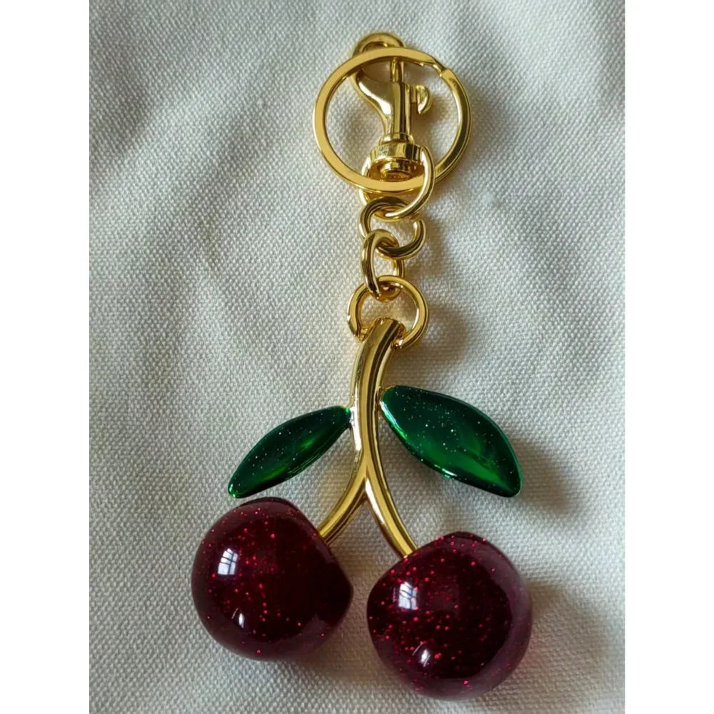 Fashion Delicious Red Cherry Keychain Summer Fruits Cherries Pendant Keyring For Women Men Jewelry Bag Key Accessories Gift