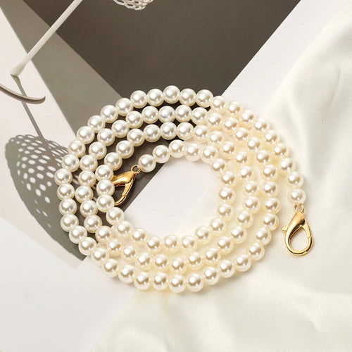 8/10mm Pearl Strap for Bags Handbag Handles DIY purse Replacement Long Beaded Chain for Shoulder Bag Straps Pearl Belt