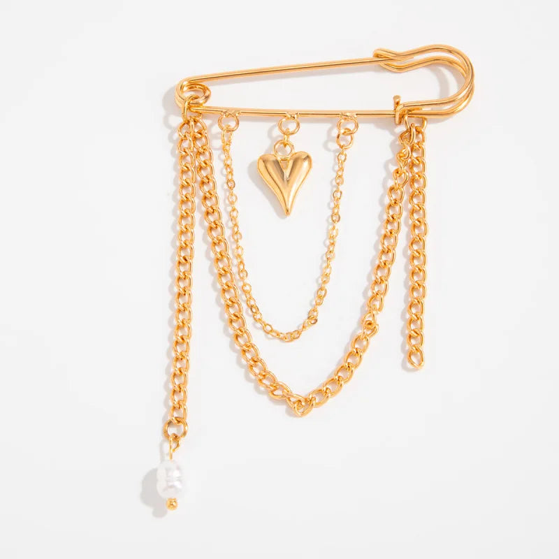 Creative Detachable Imitation Pearl Tassel Brooch Adjustable Trousers Jeans Safety Pin Convenient Versatile Clothing Accessories