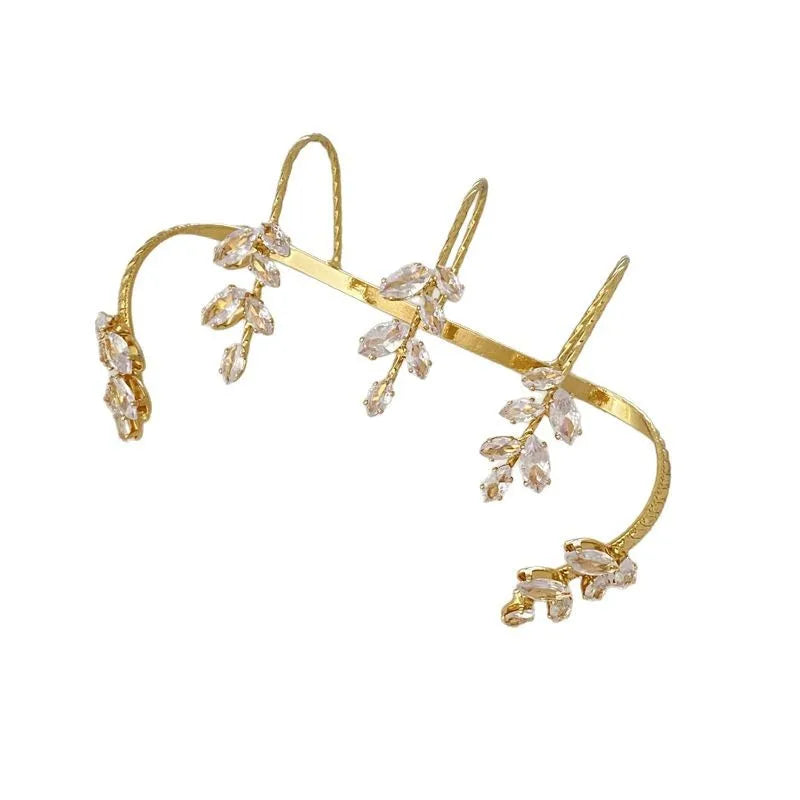 Summer Hot Sale Cubic Zirconia Leaf Bracelet Cuff for Women Luxury Full Zircon Palm Open Bangle Hand Accessories Daily Jewelry