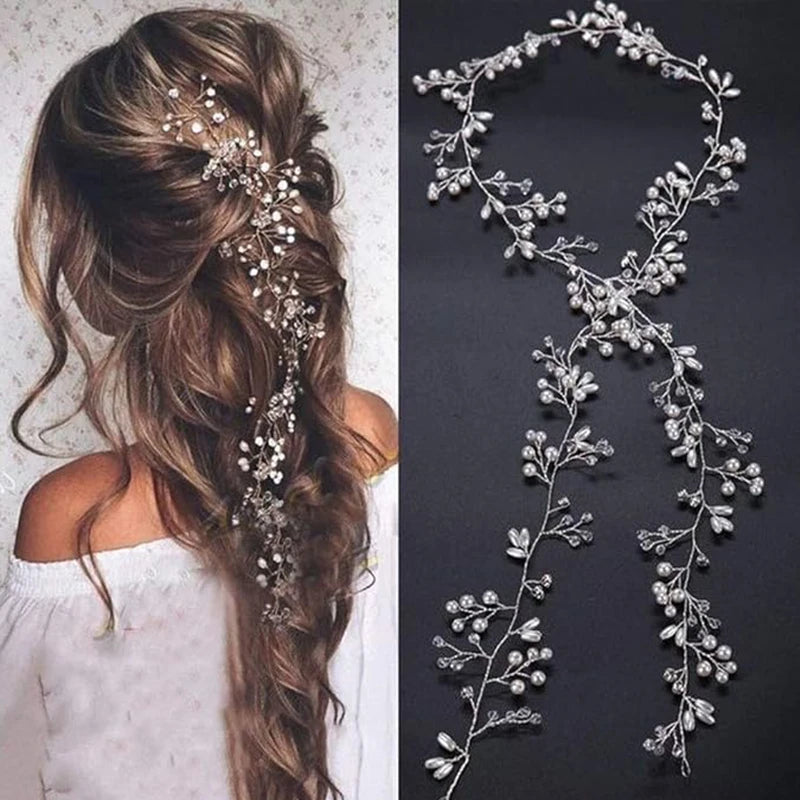 Bride Wedding Crystal Hair Accessories Pearl and Crystal Beads Bridal Headband Wedding Head Pieces Hair Jewelry