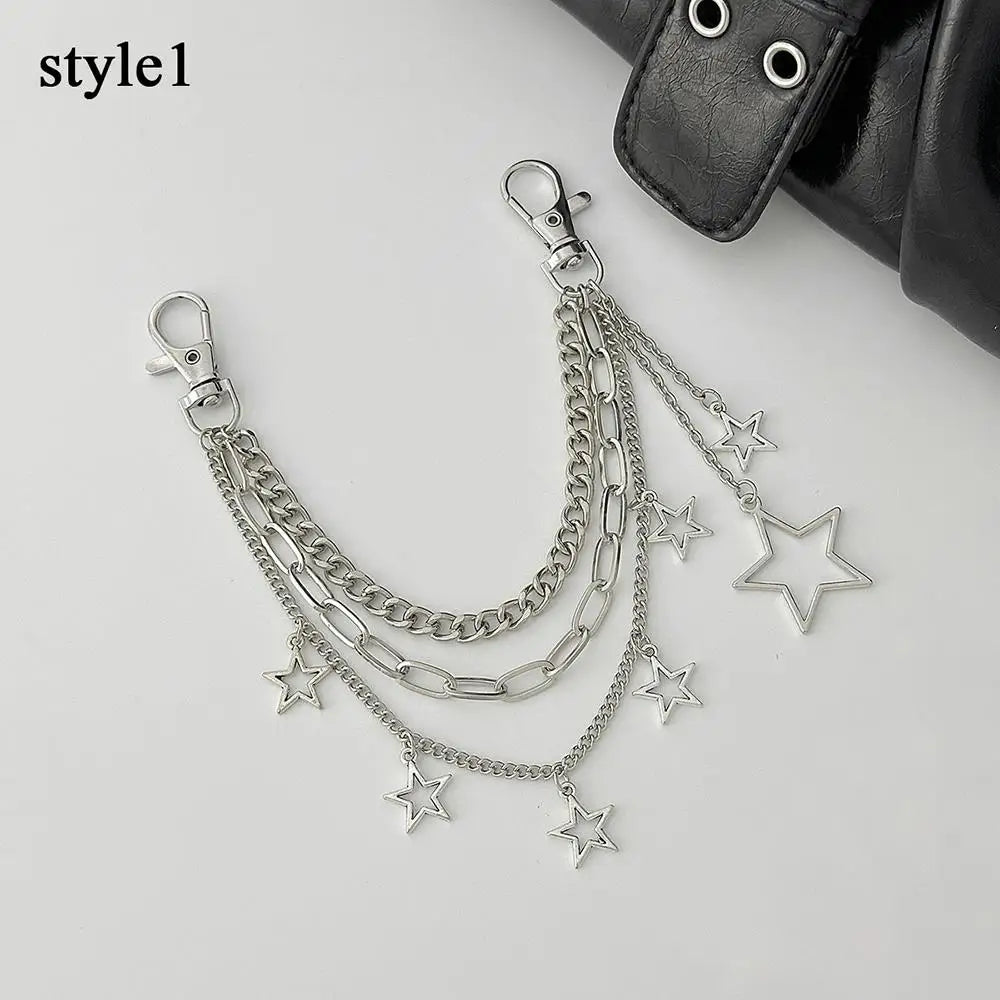 Y2K Pearl Bag Chain Strawberry Love Heart Bow Pendant Chain Strap For Bags Multi-layer Bag Chain Handbag DIY Handles Accessories