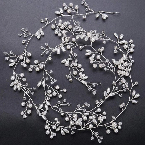 Bride Wedding Crystal Hair Accessories Pearl and Crystal Beads Bridal Headband Wedding Head Pieces Hair Jewelry