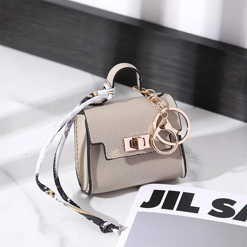 Mini Gorgeous Bag Pendant Cute Square Handbag Earphone Mini Premium Leather Creative Car Key Chain Pendant Decoration Gift Charm