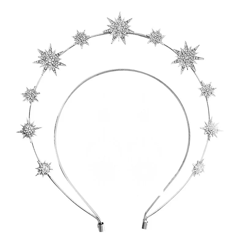 Halo Crown Stars Goddess Crown Halo Headband  and Crowns for Women Boho Bridal Wedding Headpiece
