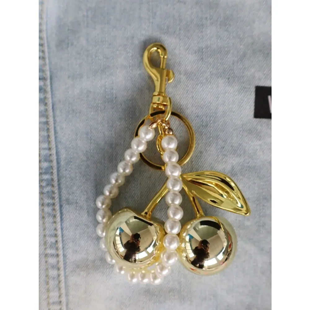 Fashion Delicious Red Cherry Keychain Summer Fruits Cherries Pendant Keyring For Women Men Jewelry Bag Key Accessories Gift