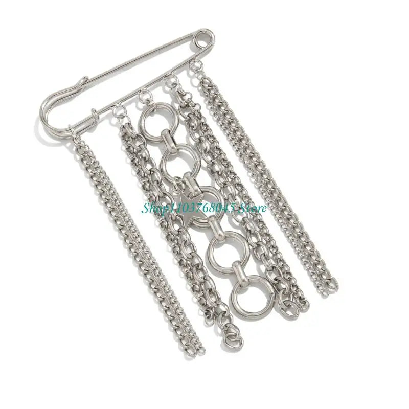 R53F Pants Shortener Pin Alloy Tassels Safety Pin Decorative Brooch For Clothing Jeans Bag Decoration Sewing Accessories