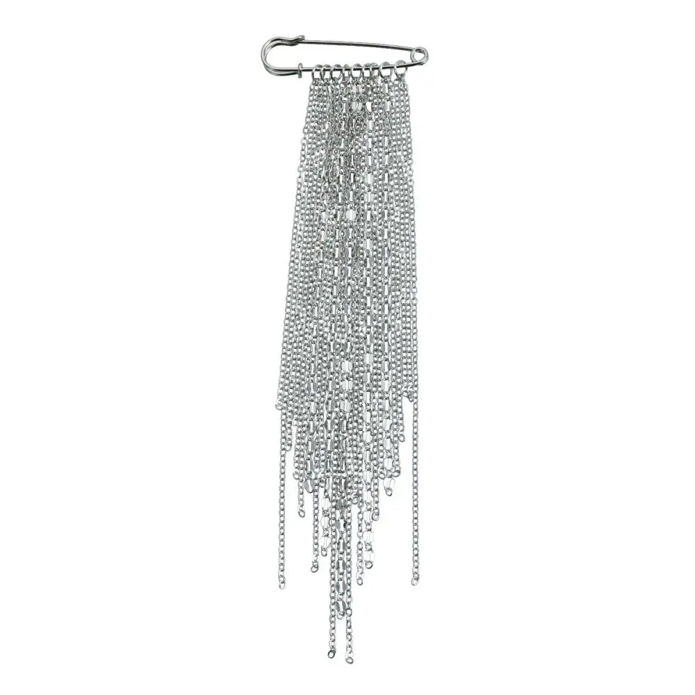 Exaggerated Silver Color Long Tassel Brooches Detachable Fixed Clothes Pin Tighten Buckle Trouser Leg Accessories Jewelry Women