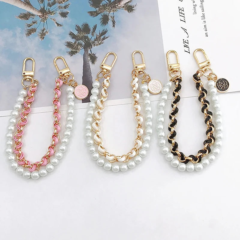 1PC Vintage Pearl Bag Strap For Handbag Double Layer Chain Pearl Phone Lanyard Exquisite Purse Replacement Handles Bag Accessory