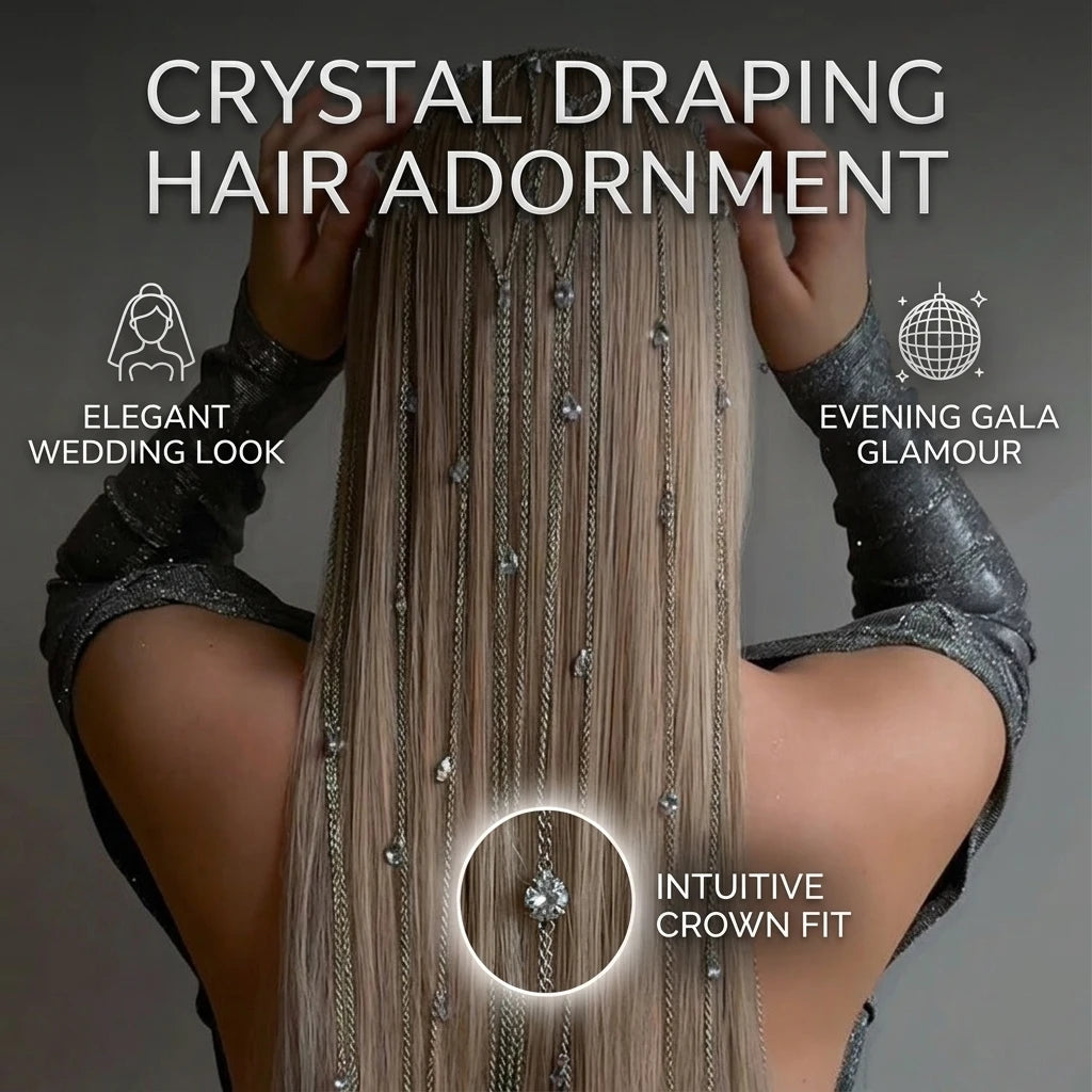 Crystal Fringe Headband For Women Alloy Rhinestone Hair Accessories With Soft-Lining
