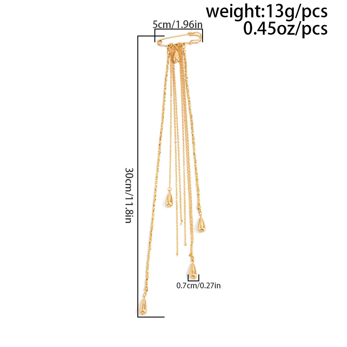 Long Tassel Metal Chain Brooch Unique Trendy Design Drip Shaped Multi-chain Pin Suit Clothing Accessories Gifts