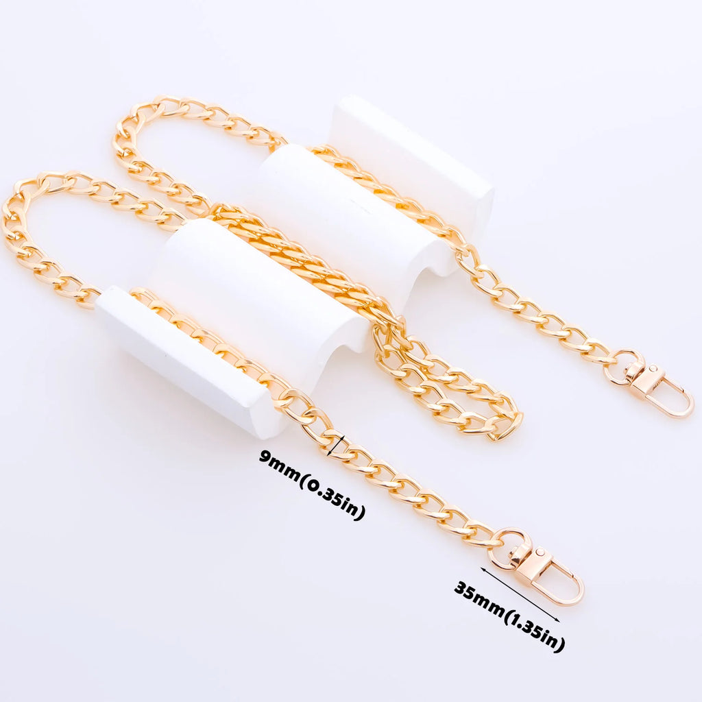 Purse Chain, Flat Bag Chain with Metal Buckles, Chain Purse Strap for DIY Purse, Wallet, Handbag, Shoulder Bag, Crossbody Bag