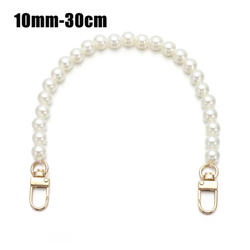 8/10mm Pearl Strap for Bags Handbag Handles DIY purse Replacement Long Beaded Chain for Shoulder Bag Straps Pearl Belt