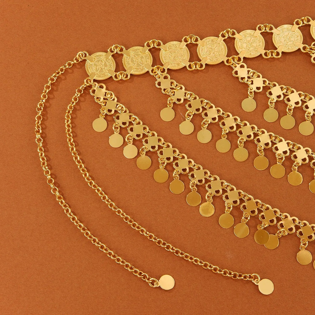 Creative Arabic Headwear: Popular in Middle East, Europe and America, Gold Alloy Coin Fringe Headband Hair Chain