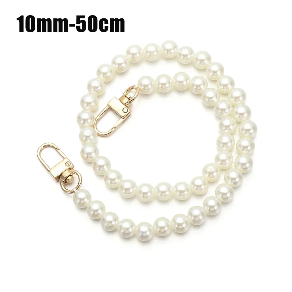 8/10mm Pearl Strap for Bags Handbag Handles DIY purse Replacement Long Beaded Chain for Shoulder Bag Straps Pearl Belt