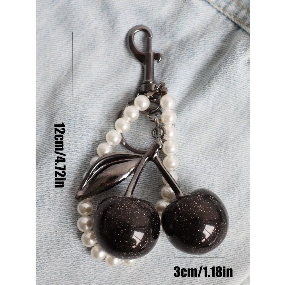 Fashion Delicious Red Cherry Keychain Summer Fruits Cherries Pendant Keyring For Women Men Jewelry Bag Key Accessories Gift